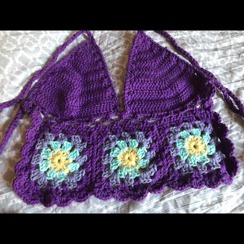 Custom hand knit crop top/bralette